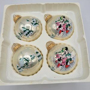 Mickey Unlimited Kreps 4 Glass Ball Christmas Ornaments Mickey Mouse Minnie